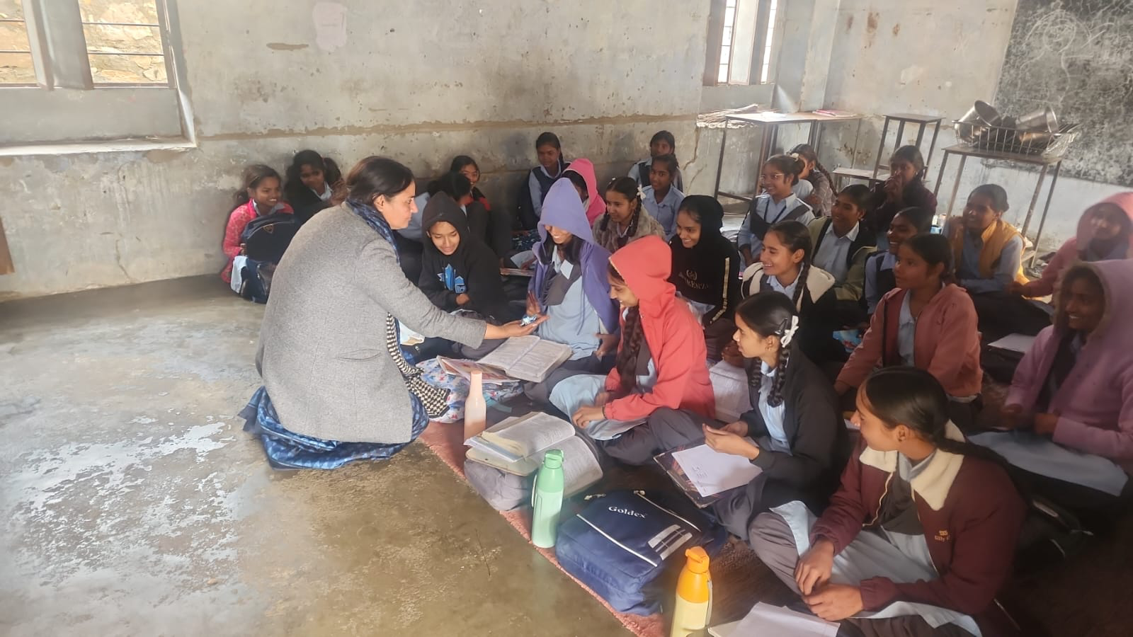 Girls learning in classroom